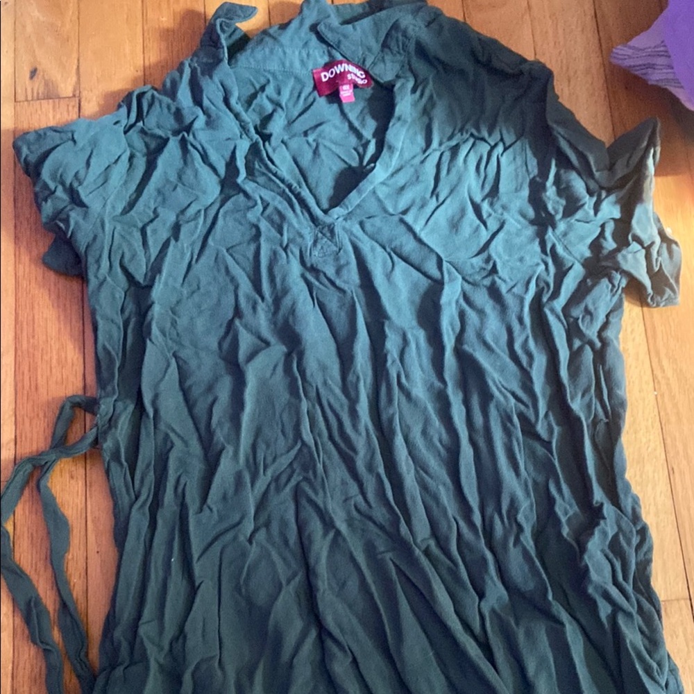 DownEast Green V-Neck Top